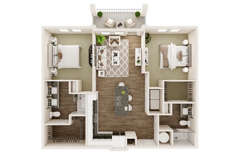 2 bedroom 2 bathroom floor plan at The Livano Kemah, Texas